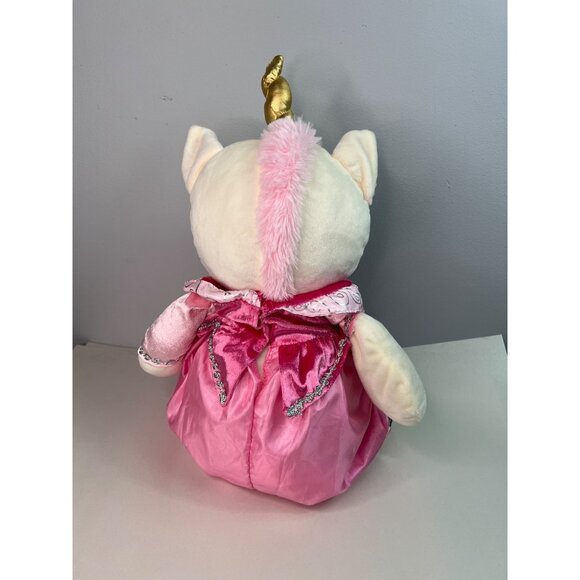 Kellytoy 2019 Plush White Unicorn In Pink Dress Gold Horn Cuddle Toy with Rattle - Picture 6 of 14
